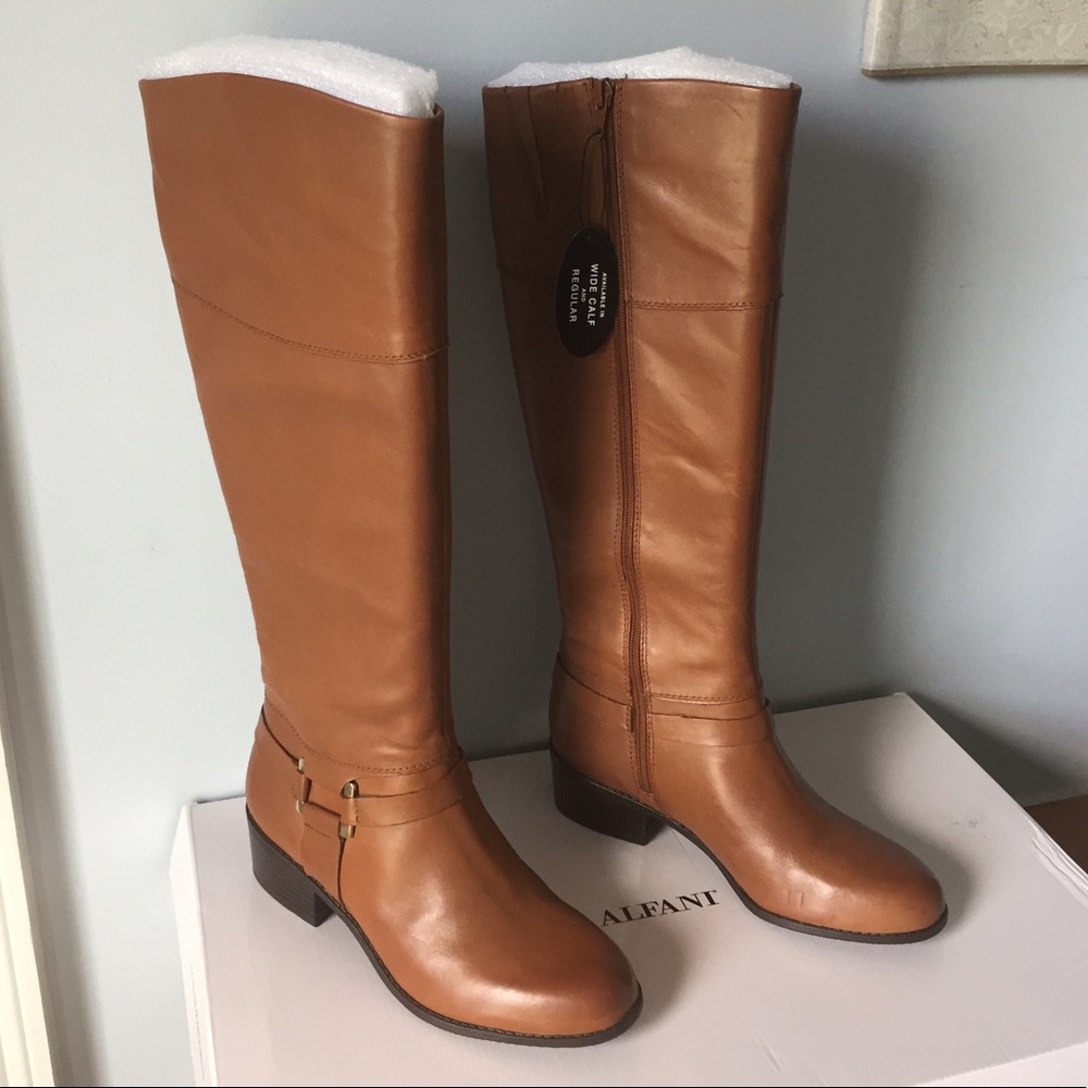Alfani brown leather riding boot, 8