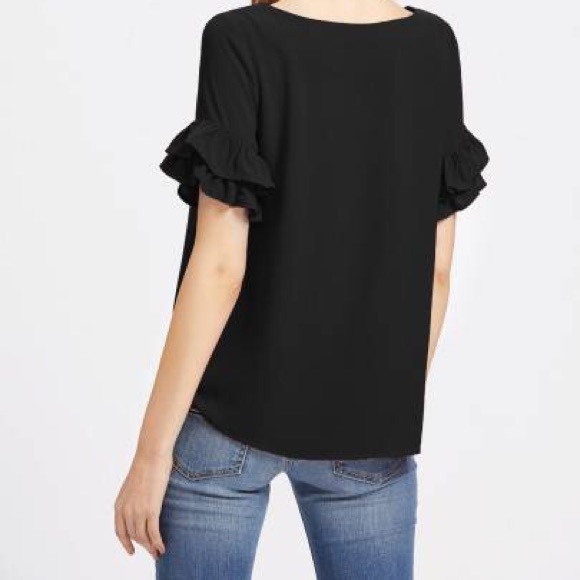 Crisscross V-Beck Ruffled Sleeved Blouse - Picture 2 of 2