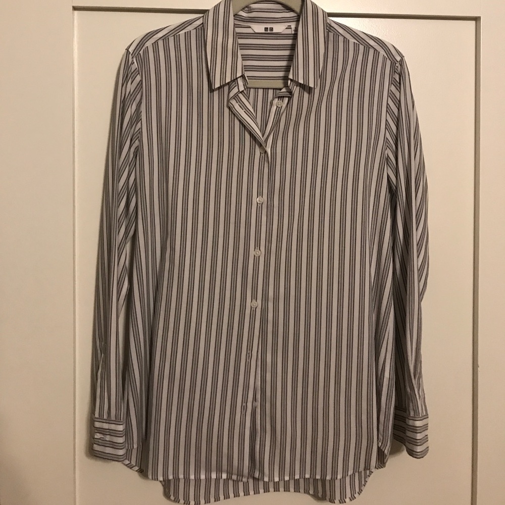 Long sleeve stripe collared shirt