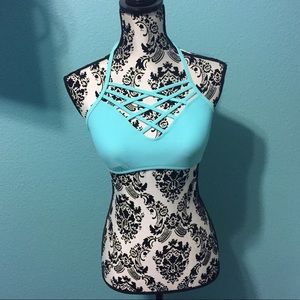 Xhilaration Turquoise criss cross bikini top