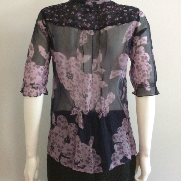 Sheer Silk Print Blouse - Picture 3 of 4