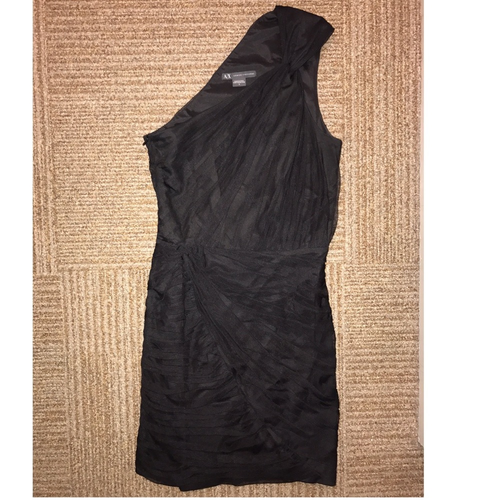 A/X Armani Exchange Black Ruched Cocktail Dress