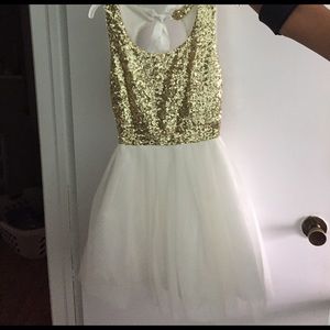 Gold and white formal dress