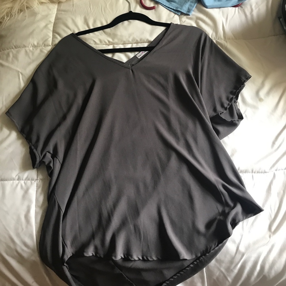 Gray v neck blouse