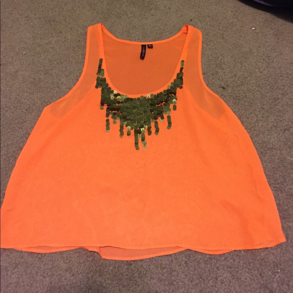 Sheer Orange Crop Top