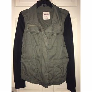 Mudd olive green bomber jacket w black long sleeve