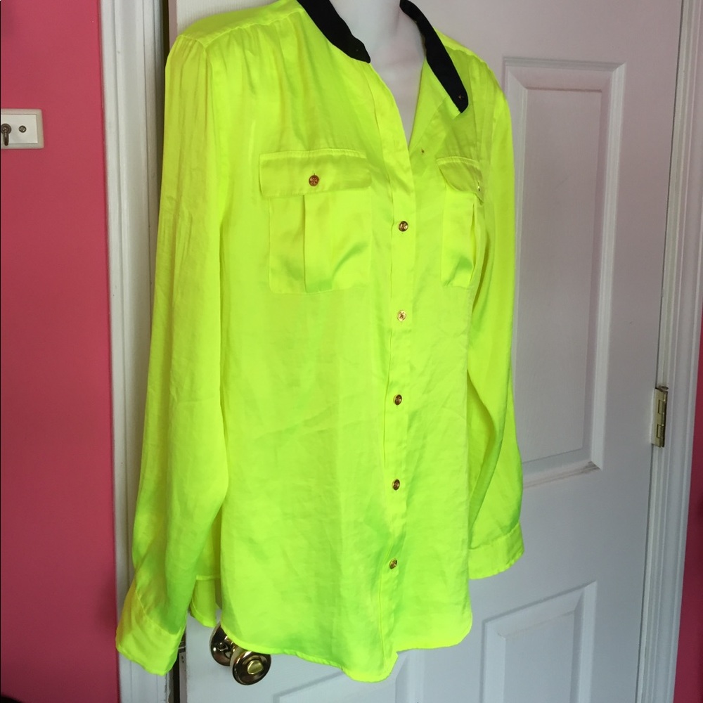 Neon yellow and black blouse