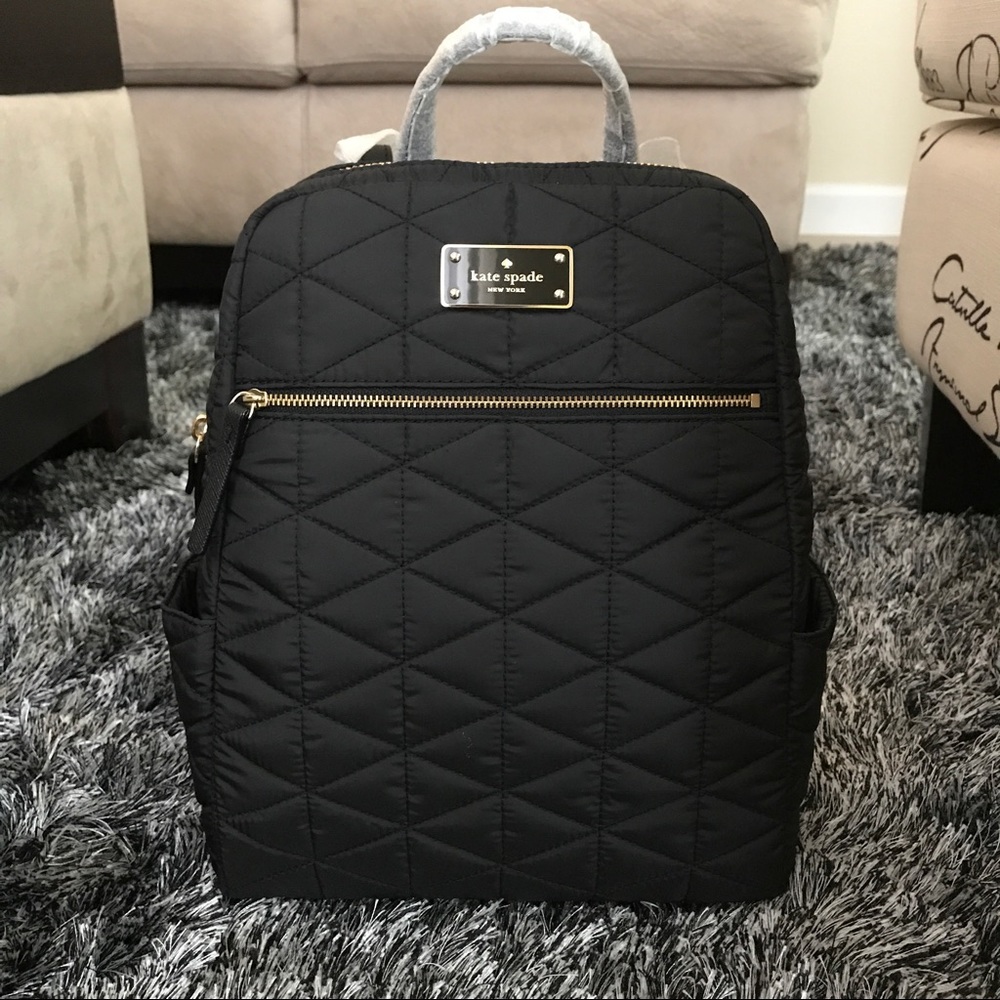 KATE SPADE hilo black ave quilted back pack small