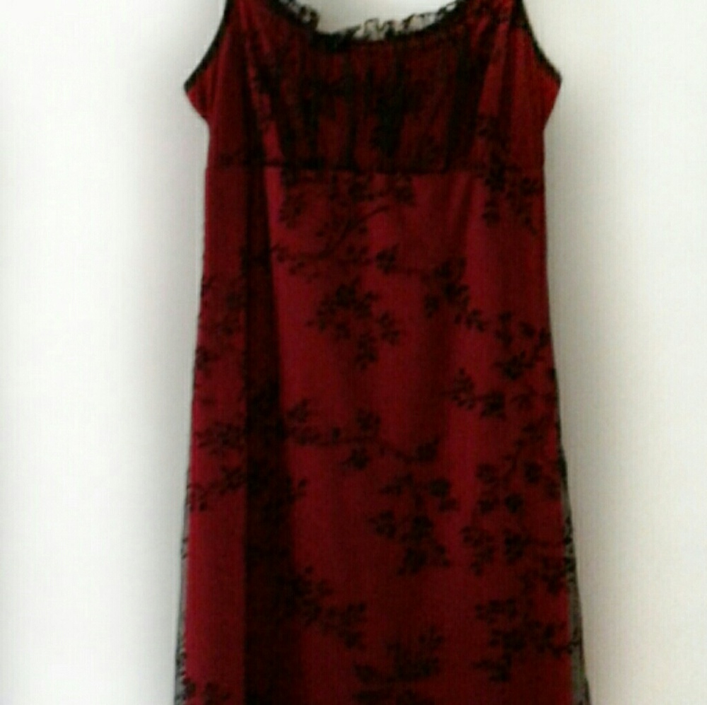 Red Black laced dress