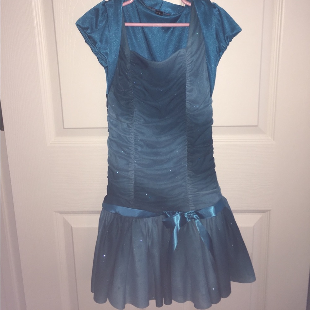 blue sparkled dress