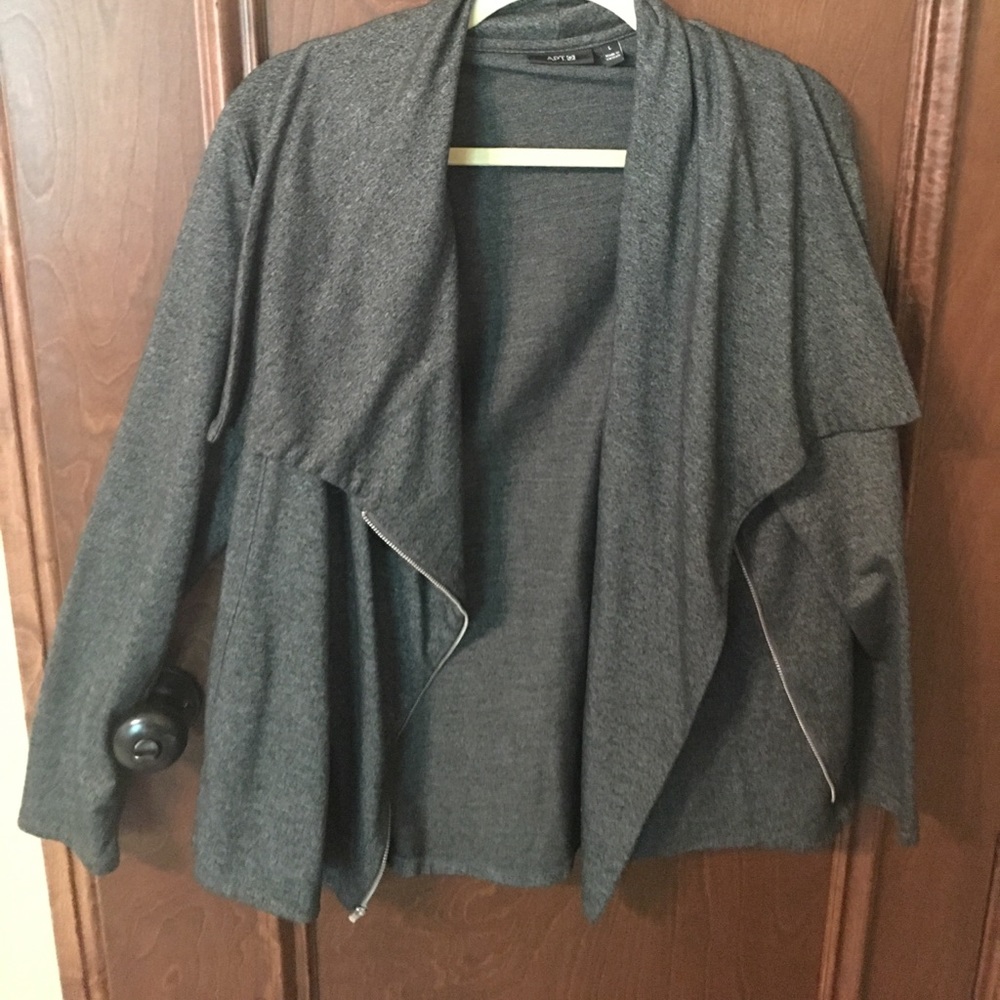 Apt. 9 dark grey zip up blazer top