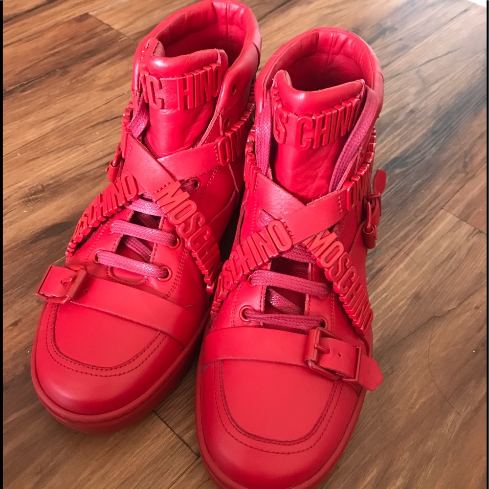 Moschino Red Designer  Sneakers
