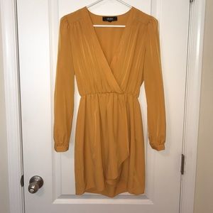 Lulu's That's a Wrap Mustard Yellow Dress