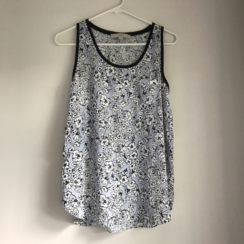 Loft Blue Floral Sleeveless Top