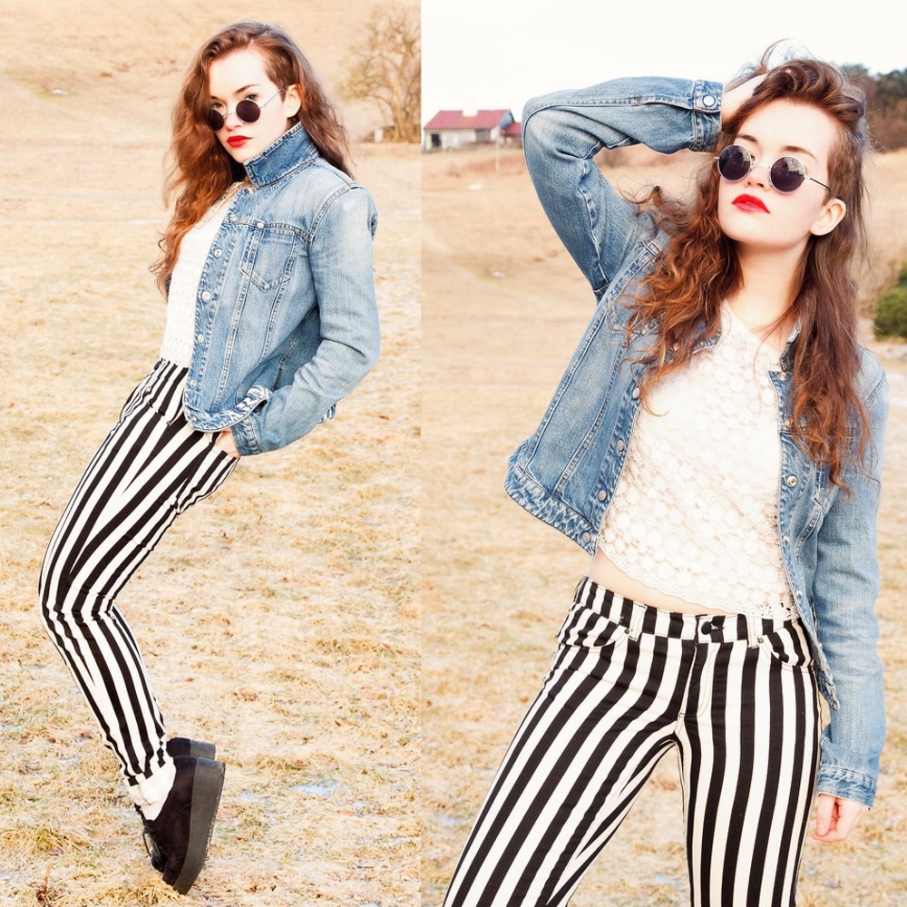 H&M Striped Skinny Jeans