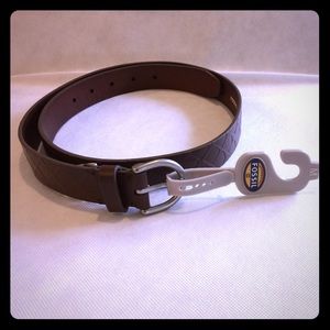 New Fossil Brown Leather Belt Size M