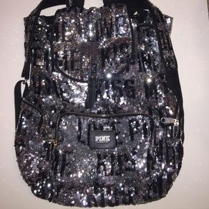 Victoria Secret PINK Silver Sequins Bag BEAUTIFUL!