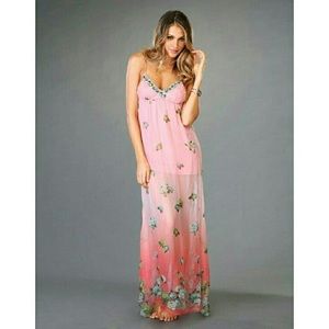 Beach Bunny Rose Print Chiffon Coverup/dress S.
