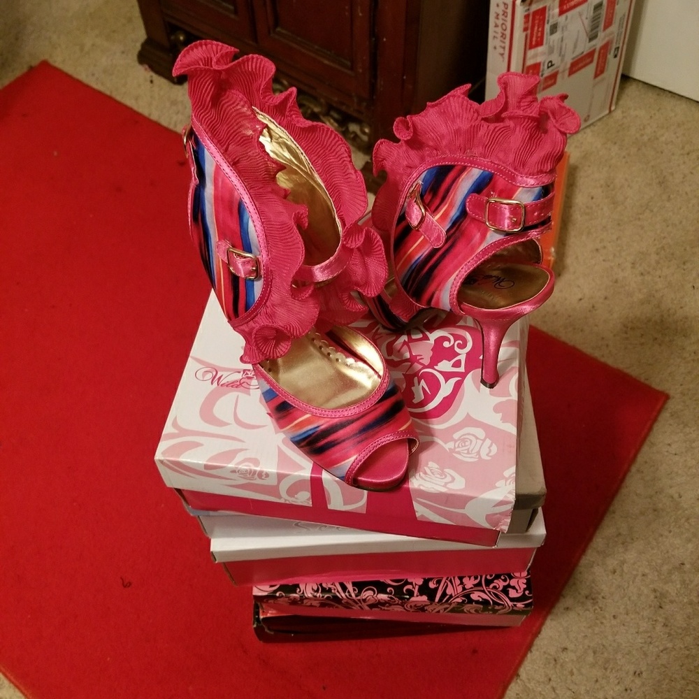 Pink multi colored heels
