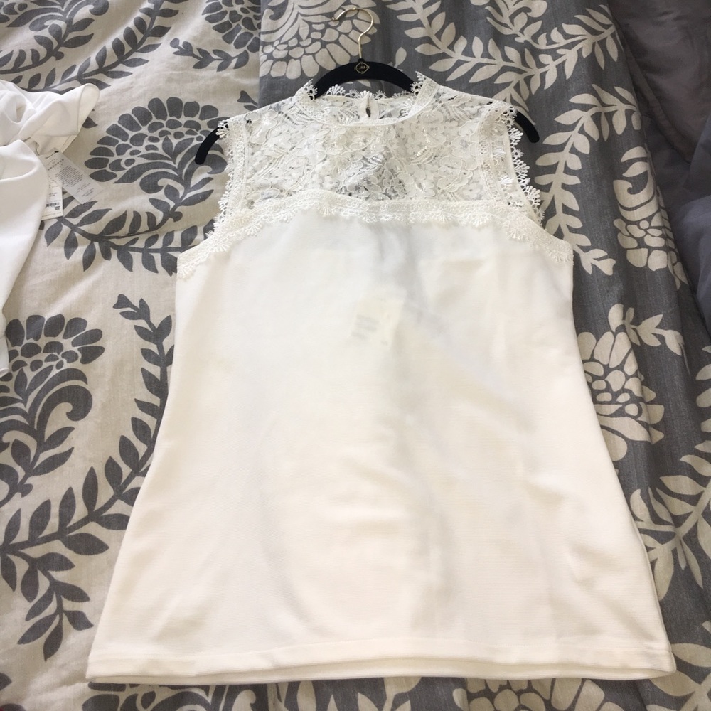 H&M Sleeveless, High-Neck Lace Blouse