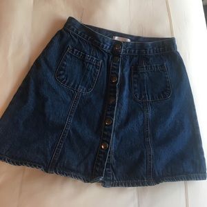 Denim Button-Front Skirt