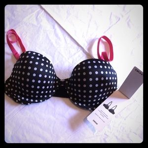 New DKNY T Shirt Bra 30C. Demi Polka Dot