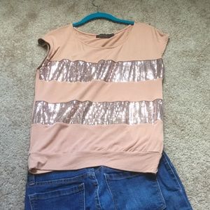 EUC Sequined striped top.