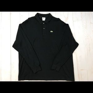 Lacoste Black Solid Basic Long Sleeve polo size 9