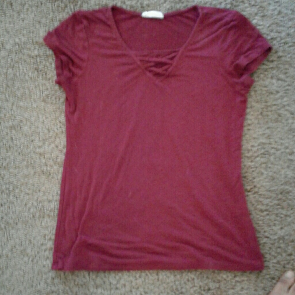 Burgundy red criss cross top