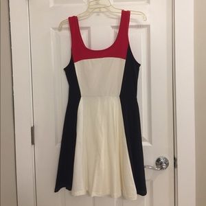 Express Black, Red, White skater dress