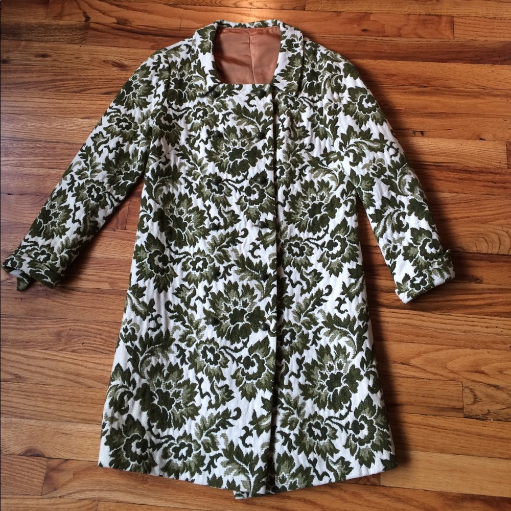 Vintage damask car coat. Stunning!