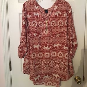 3X Rue+ Elephant 🐘 Print Blouse