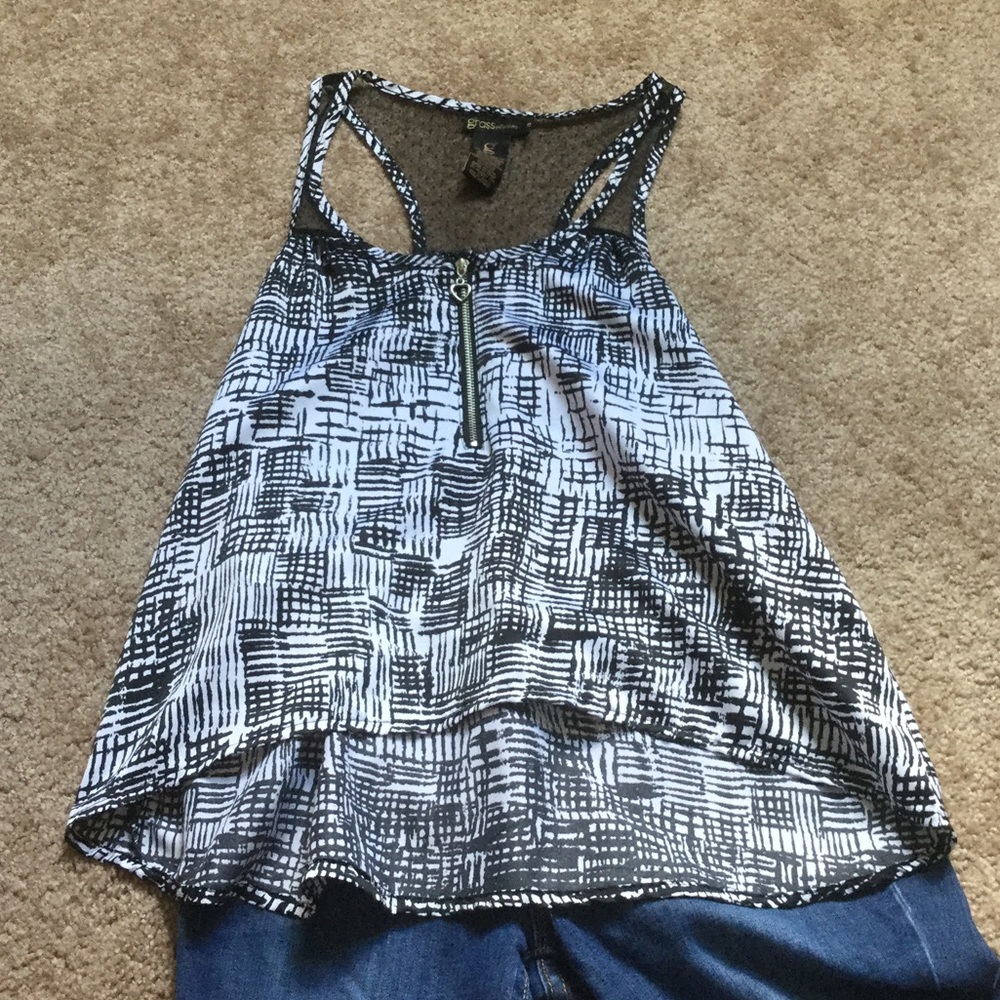 EUC Blouse with sheer panel and front zipper