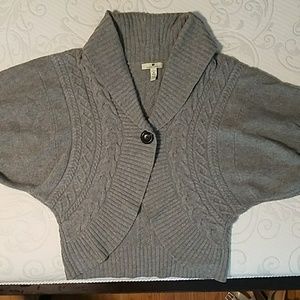 Gray wool short sleeve cardigan