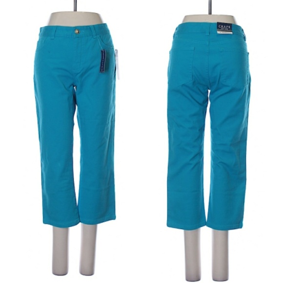 Chaps Cropped Teal Jeans - Picture 2 of 4