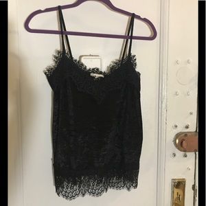 Velvet tank with lace detail