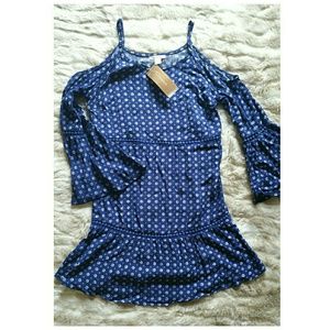 Cold Shoulder Bell Sleeve Tunic Dress