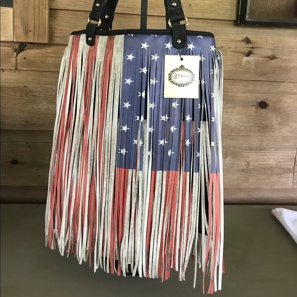 Handbags - American flag fringe purse