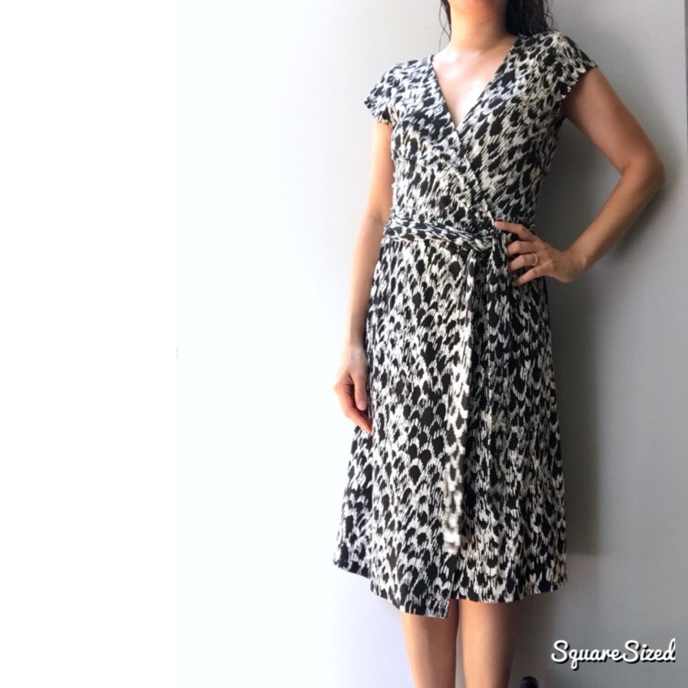 Ann Taylor Black & White Wrap Dress