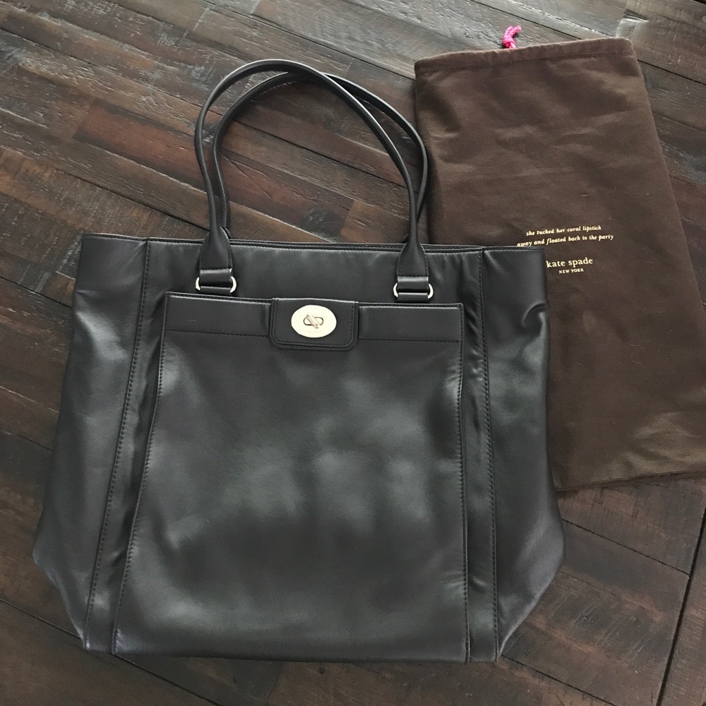 kate spade black leather tote