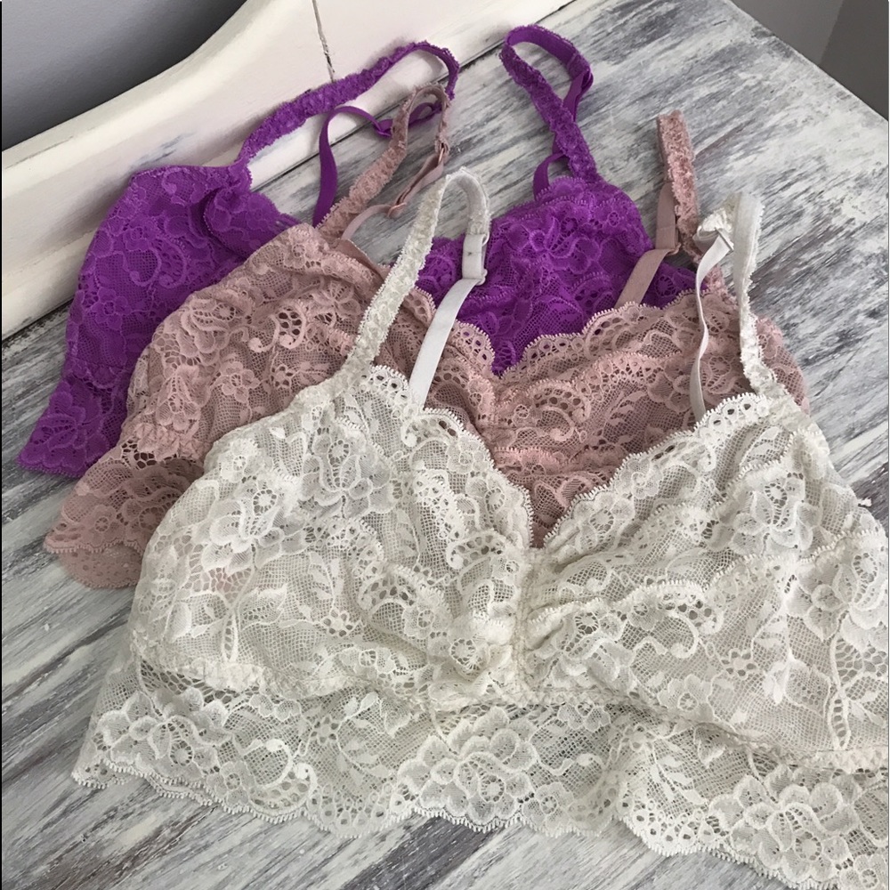 PINK Victoria's Secret Lace Bralette (3 set)