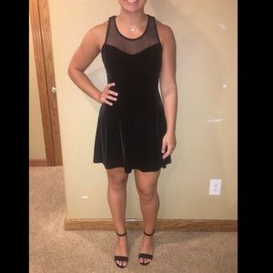 Black velvet bow-back dress