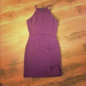 High Neck Slit Bodycon Dress