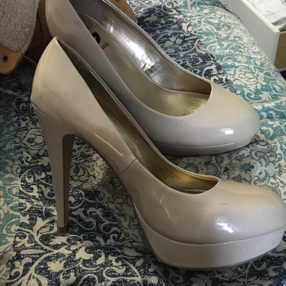 GUESS nude platform heels