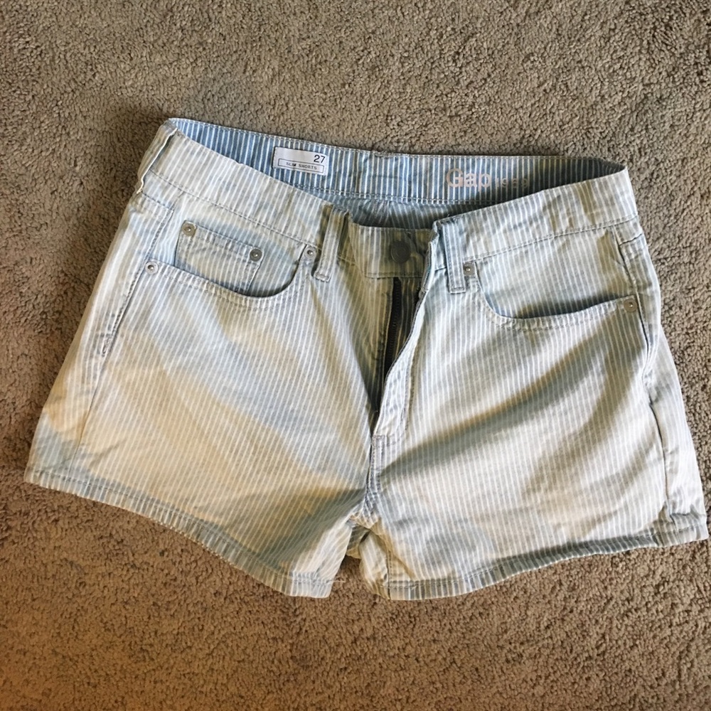 GAP denim and white striped denim shorts