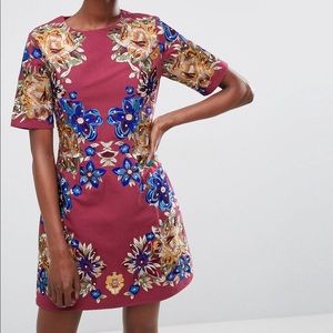 ASOS Premium Embroidered Shift Mini Dress
