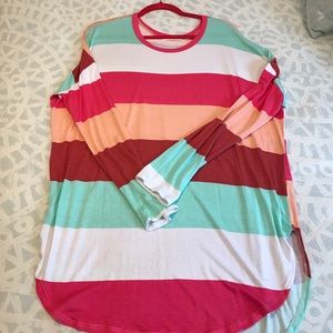 Striped piko top. Pastel colors. Size medium
