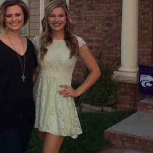 B. Darlin white and mint lace dress!