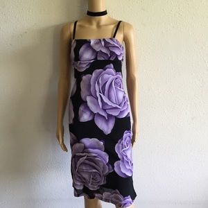 90's vintage purple rose square neck dress