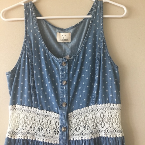 NWT Pins & Needles Chambray Lace Dress size Medium - Picture 2 of 4